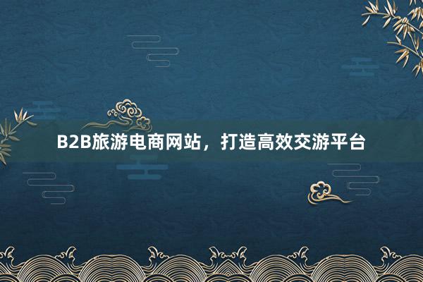 B2B旅游电商网站，打造高效交游平台